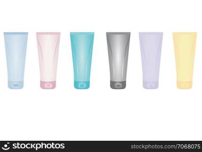 Set of creams in different colors isolated on a white background