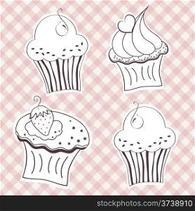 Set of creamy cupcake vector set. Vector illustration