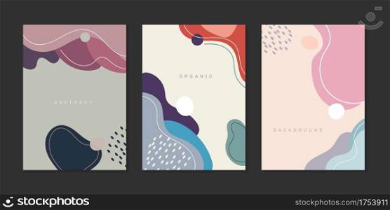 Set of creative background cover brochure organic shapes with lines minimal trendy style. Vector illustration