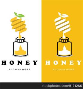 set of creative honey logo with slogan template