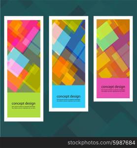 Set of creative stickers with colored squares.. Set of creative stickers with colored squares