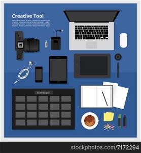 Set of Creative Tool Work Space Vector Illustration