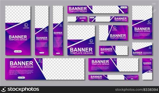 set of creative web banners of standard size with a place for photos. Modern template design. vector illustration