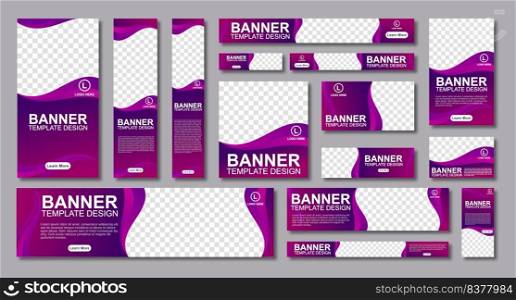 set of creative web banners of standard size with a place for photos. Modern template design. vector illustration
