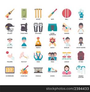 Set of Cricket thin line icons for any web and app project.
