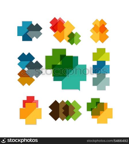 Set of cross geometric shapes - symbols | templates for business background | numbered banners | business lines | graphic website
