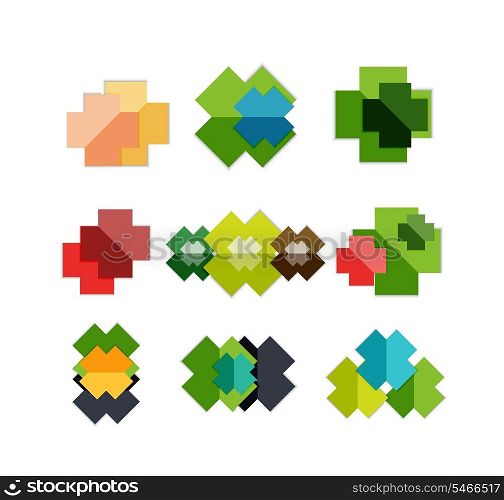 Set of cross geometric shapes - symbols | templates for business background | numbered banners | business lines | graphic website