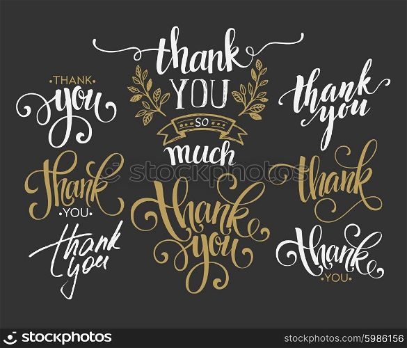 Set of custom THANK YOU hand lettering. Vector illustration. Set of custom THANK YOU hand lettering. Vector illustration EPS10