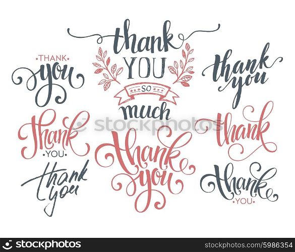 Set of custom THANK YOU hand lettering. Vector illustration. Set of custom THANK YOU hand lettering. Vector illustration EPS10