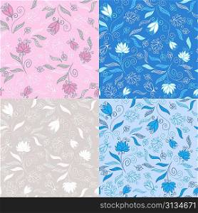 Set of cute floral seamless patterns