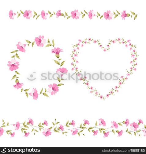 Set of cute flowers frames perfect for wedding invitations and birthday cards. Vector illustration.