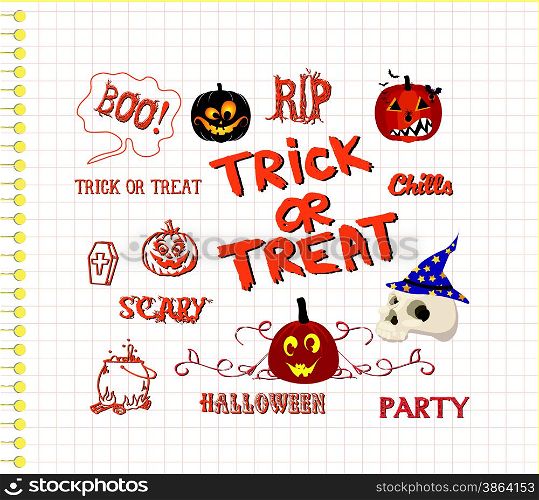 set of cute halloween elements