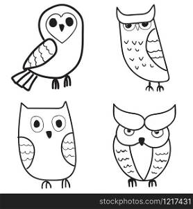 Set of cute hand drawn owls.