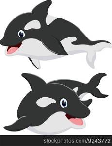 Set of Cute killer whale cartoon