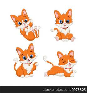Set of cute kittens cartoon in different poses