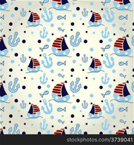 Set of cute seamless pattern with nautical elements&#xA;