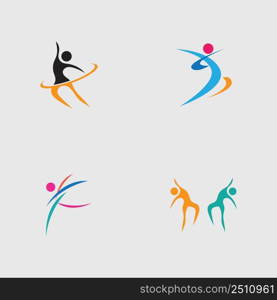 set of Dance logo vector design symbol on gray background