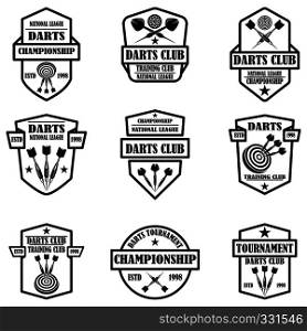 Set of darts club label templates. Design element for logo, label, sign, poster, t shirt. Vector illustration