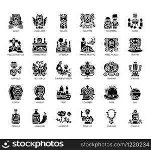 Set of day of the dead thin line and pixel perfect icons for any web and app project.