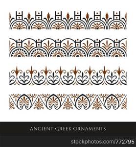 Set of decorative ancient greek seamless ornamental border