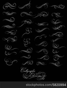 Set of decorative, calligraphic design elements, can be used for invitation, congratulation