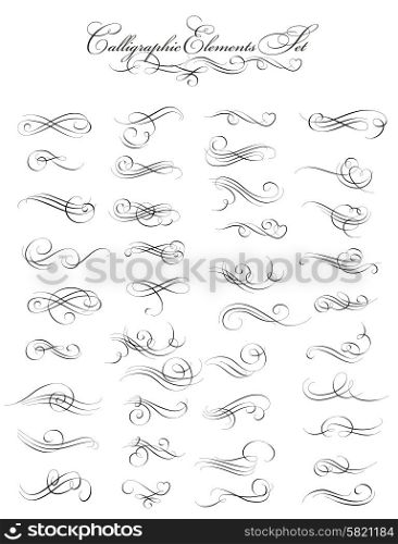 Set of decorative, calligraphic design elements, can be used for invitation, congratulation