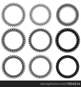 Set of Decorative Circle Frames Isolated on White Backgrond. Circle Frames