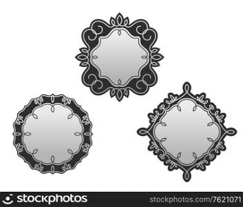 Set of decorative frames and bordersin medieval syle for design