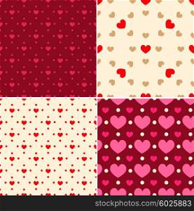 Set of decorative seamless patterns for Valentine&rsquo;s day