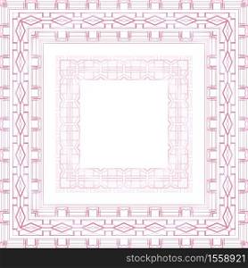 Set of delicate pink border with boho pattern. Geometric frame on white background. Vector lace template for invitations, cards and your design. Set of delicate pink border with boho pattern. Geometric frame on white background. Vector lace template