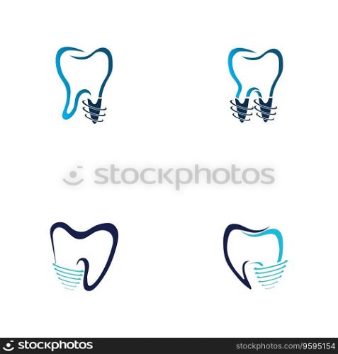 set of Dental implant logo and symbol design concept vector