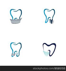 set of Dental implant logo and symbol design concept vector
