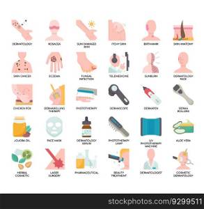 Set of Dermatology thin line icons for any web and app project.