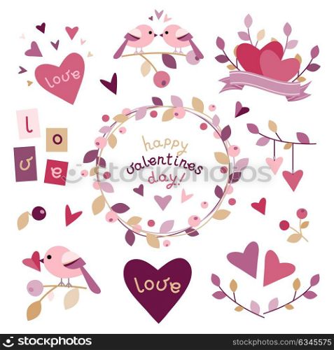 Set of design elements for Valentine&rsquo;s day. Eps 10