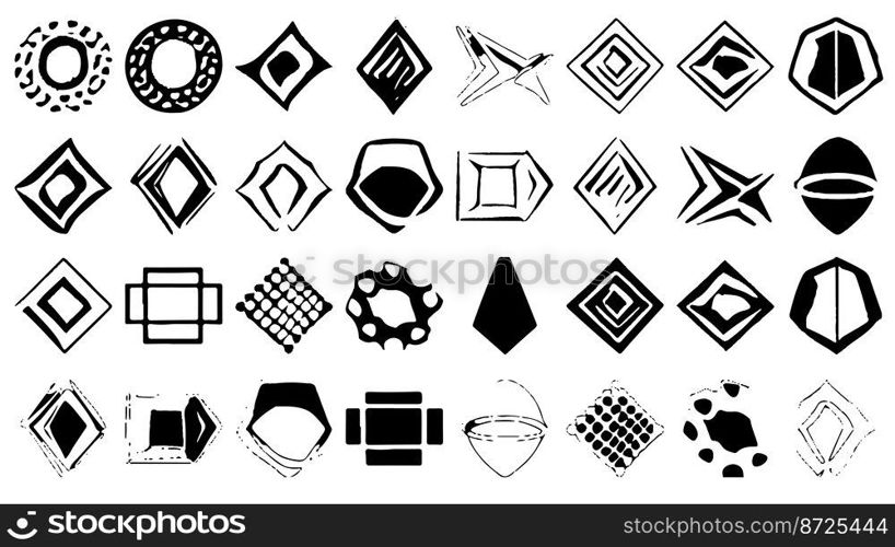 Set of design elements in grunge style. Irregular shapes and rough edges. Clipart for t-shirt or website.. Set of design elements in grunge style. Irregular shapes and rough edges. Clipart for website or t-shirt.