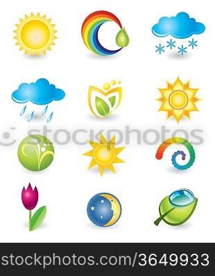Set of design elements. Nature and weather