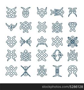 Set of design geometric fancy abstract shapes characters for tattoo, prints or logos