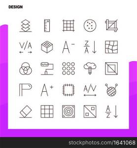 Set of Design Line Icon set 25 Icons. Vector Minimalism Style Design Black Icons Set. Linear pictogram pack.