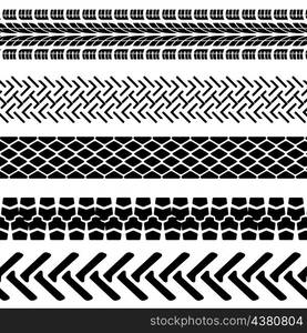 Set of detailed tire prints, vector illustration