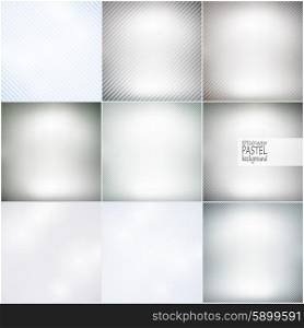 Set of diagonal repeat straight stripes textures, pastel background vector.
