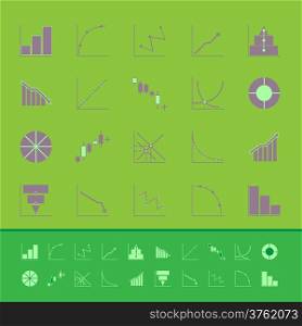 Set of diagram and graph color icons, stock vector