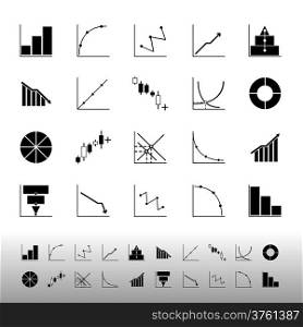 Set of diagram and graph icons on white background, stock vector