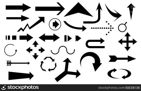set of different arrows isolated on white