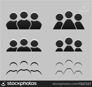 Set of different balck and white icons of men and women. Vector element for your design. Set of different balck and white icons of men and women.