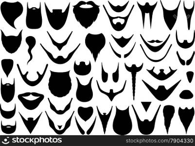 Set of different beards isolated on white