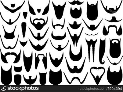 Set of different beards isolated on white