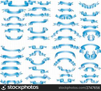 Set of different blue vector ribbons for design use