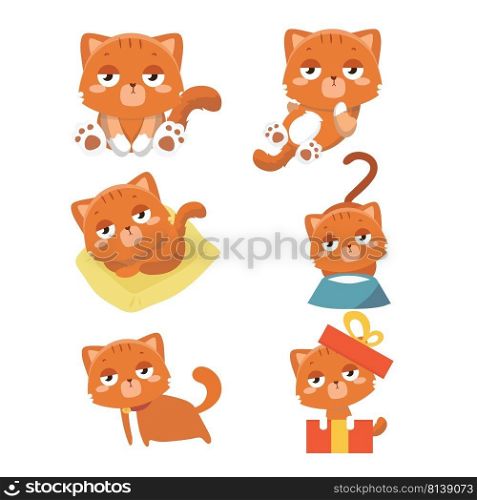 Set of different cartoon cats.  