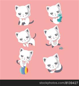 Set of different cartoon cats.  