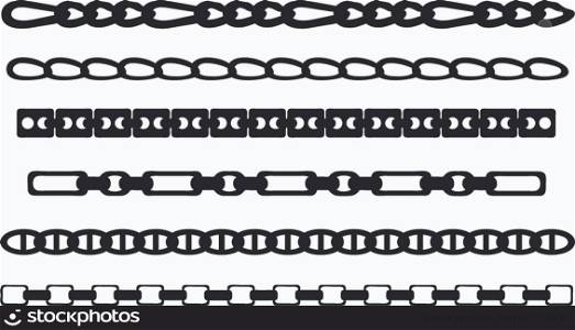 set of different chains isolated on white